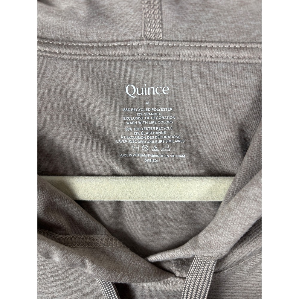 Quince Hoodie Mens XL Brown Sweatshirt Polyester Spandex Performance Gym Preppy - Picture 2 of 6